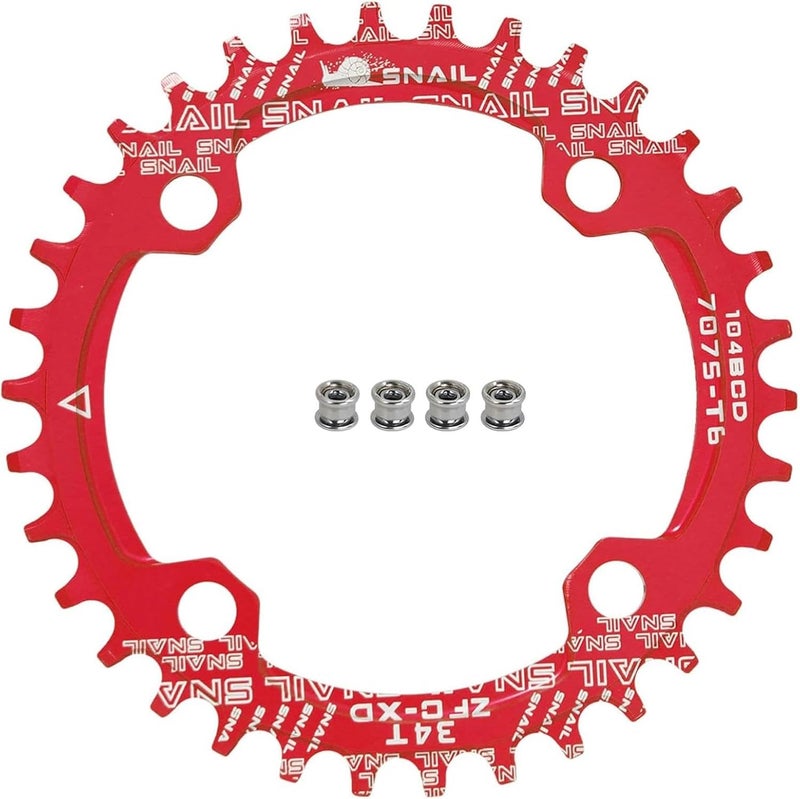 FOMTOR 104 BCD Chainring (30-52T) 7-12 Speed Compatible CNC 7075 Aluminum Narrow Wide Tooth Round Oval Chainrings for MTB/Road Bike Ebike Chainwheel Black/Red - Image 1
